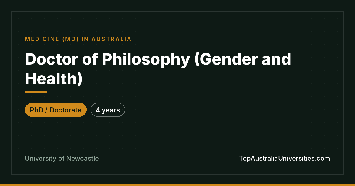 PhD in Gender and Health – University of Newcastle