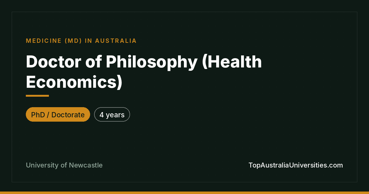 PhD in Health Economics | University of Newcastle