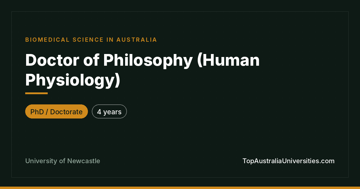 PhD (Human Physiology) at University of Newcastle