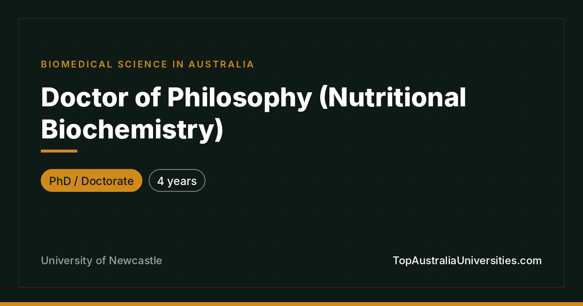 PhD in Nutritional Biochemistry | University of Newcastle