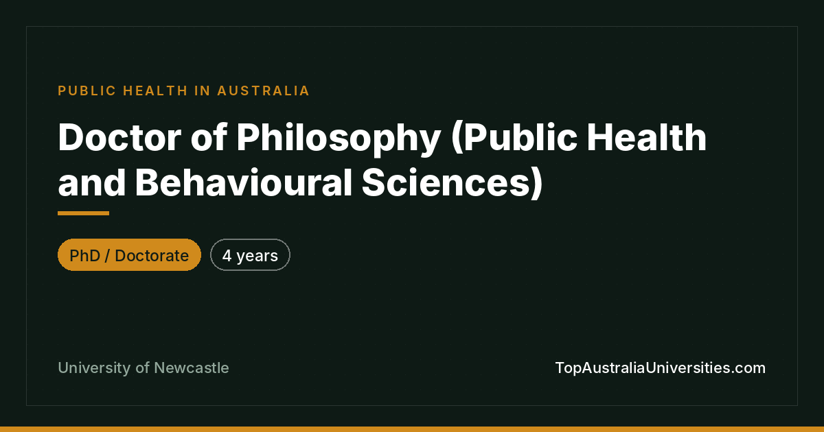 PhD (Public Health & Behavioural Sciences) | Newcastle