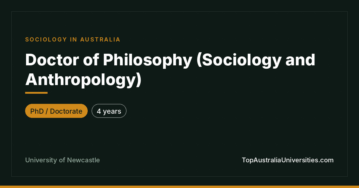 PhD in Sociology and Anthropology | University of Newcastle