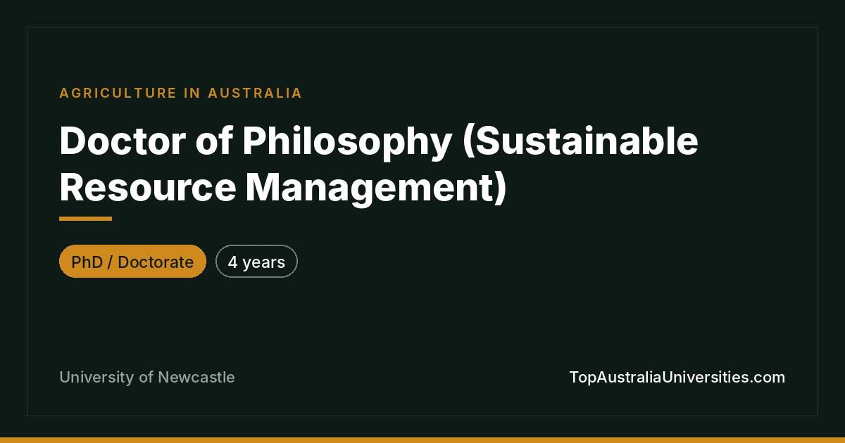 PhD in Sustainable Resource Management | Newcastle