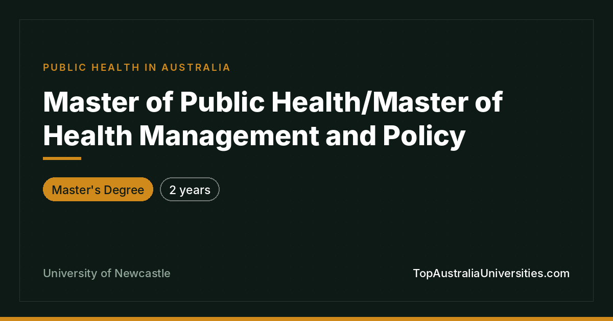 Master of Public Health/Health Management – Newcastle