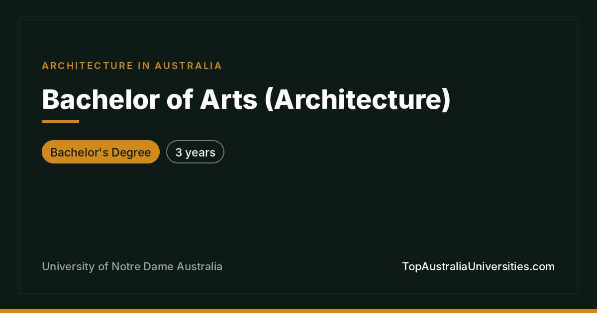 Bachelor of Arts (Architecture) at Notre Dame Australia