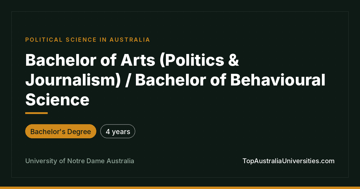 Arts (Politics & Journalism) / Behavioural Science at Notre 