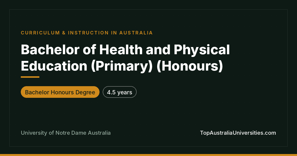 Bachelor of Health and Physical Education (Primary) (Honours