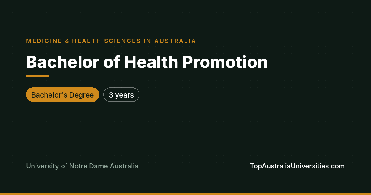 Bachelor of Health Promotion at Notre Dame Australia