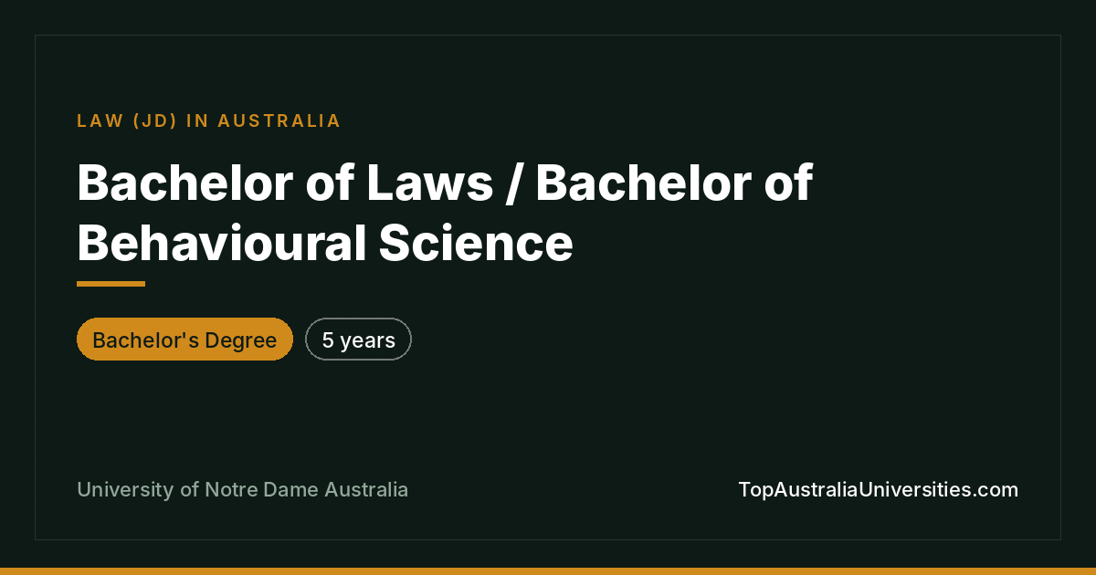 Bachelor of Laws / Behavioural Science at Notre Dame