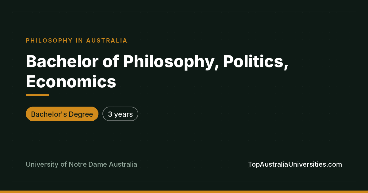Bachelor of Philosophy, Politics, Economics at UNDA