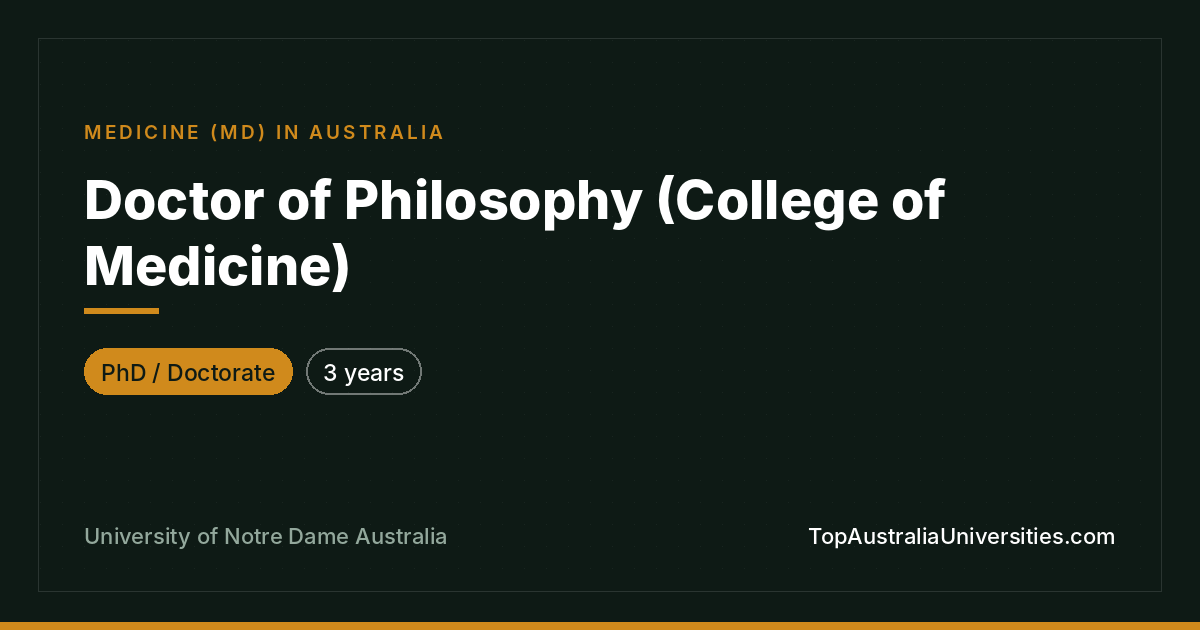 PhD (College of Medicine) | Notre Dame Australia