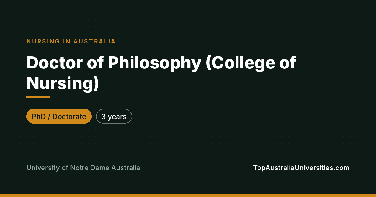 PhD in Nursing | University of Notre Dame Australia