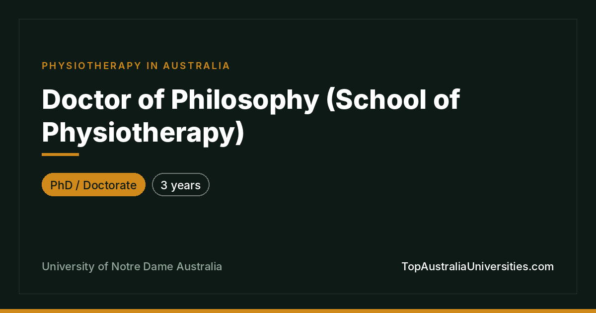 PhD Physiotherapy | University of Notre Dame Australia