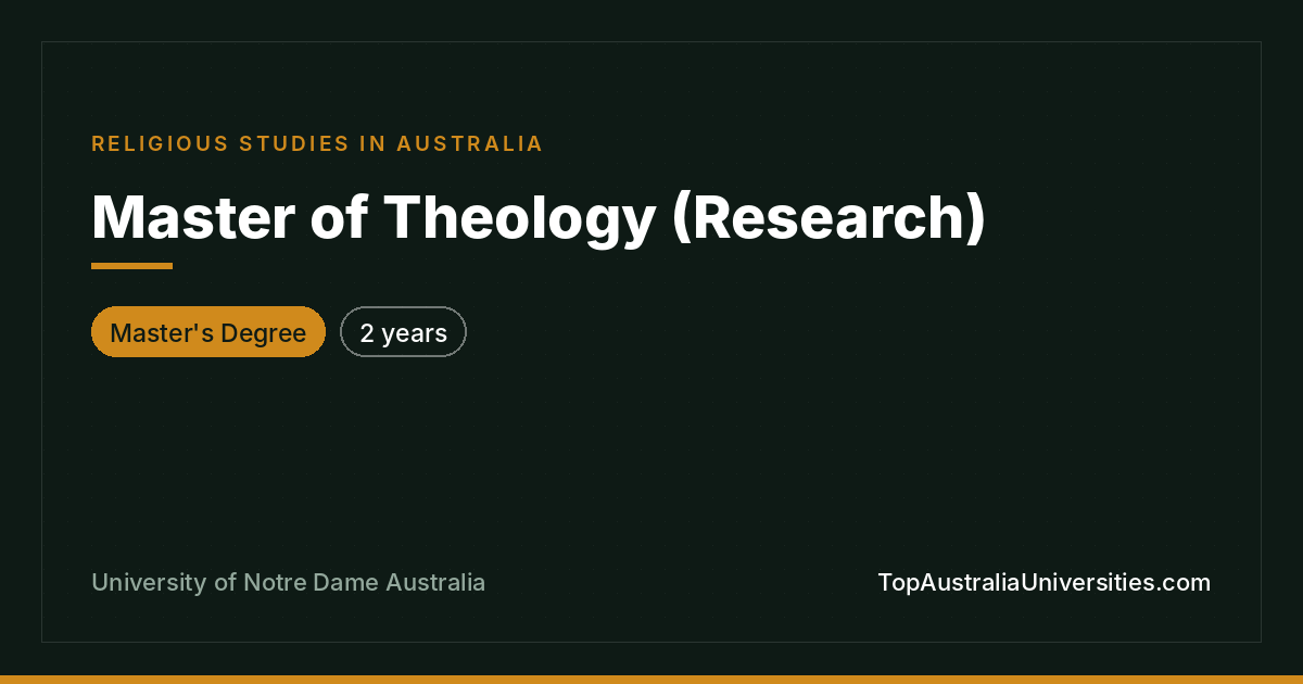 Master of Theology (Research) at Notre Dame Australia