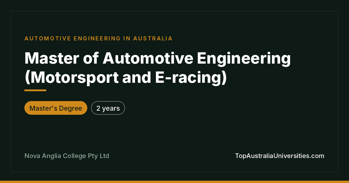 Master of Automotive Engineering (Motorsport and E-racing)