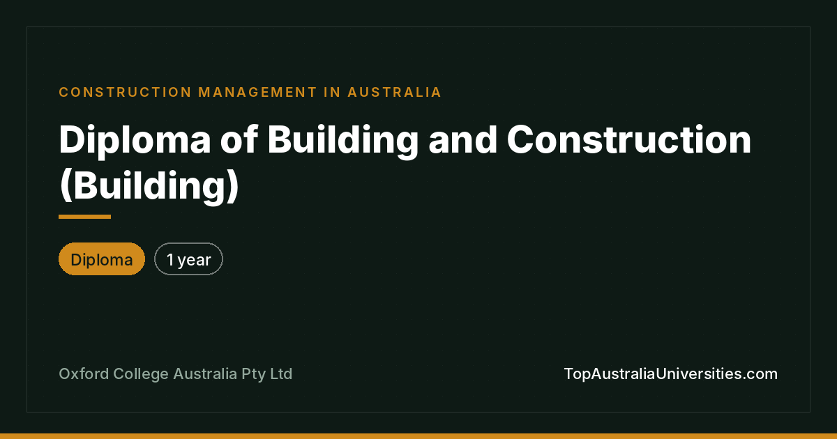 Diploma of Building and Construction (Building)