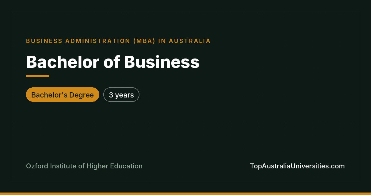 Bachelor of Business at Ozford Institute