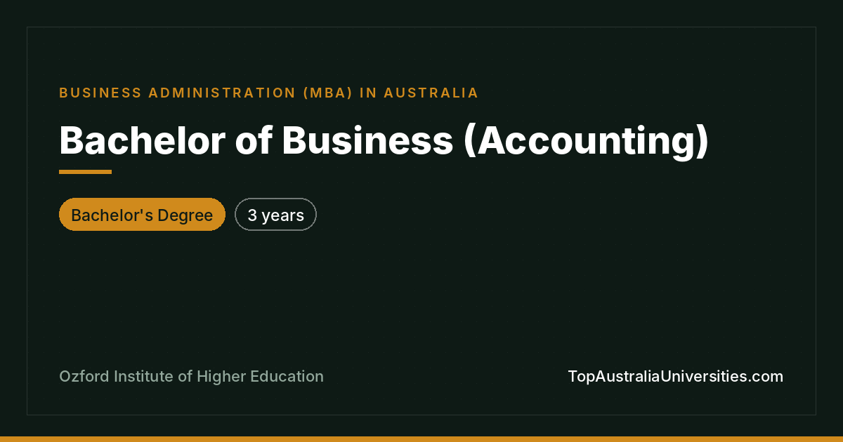 Bachelor of Business (Accounting) at Ozford