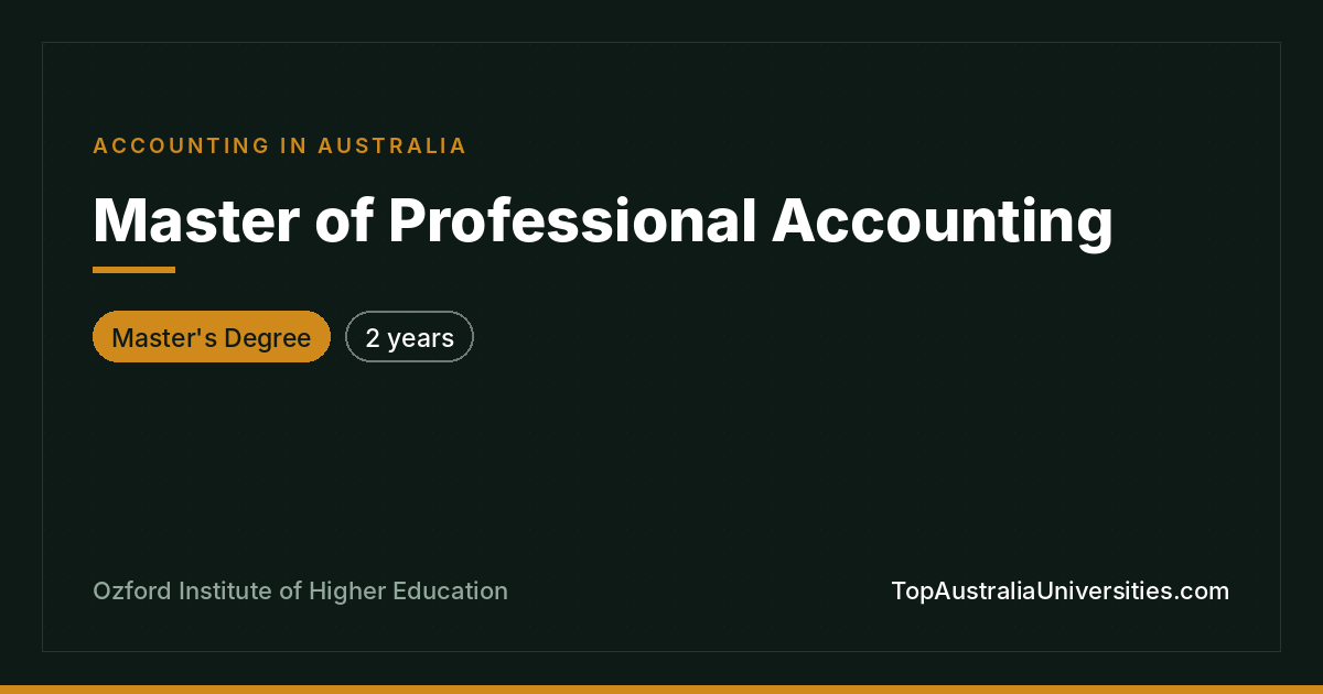 Master of Professional Accounting at Ozford