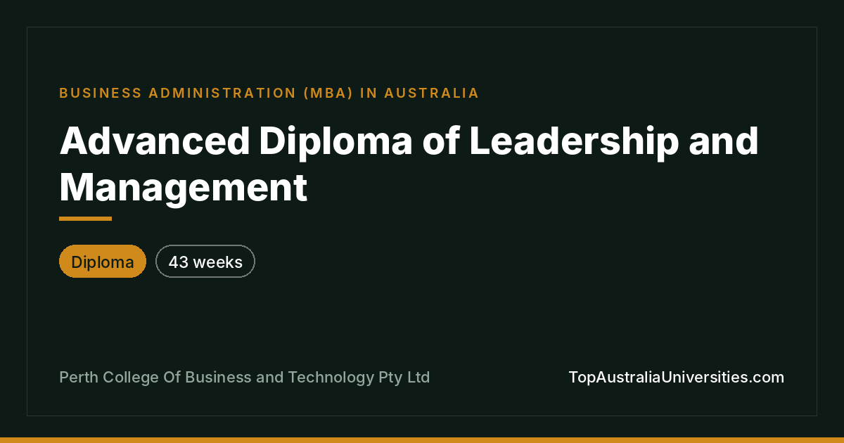 Advanced Diploma of Leadership and Management