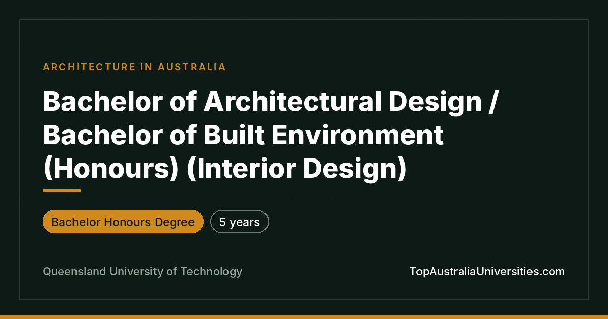 QUT: Bachelor of Architectural Design/Built Env (Hons) Inter