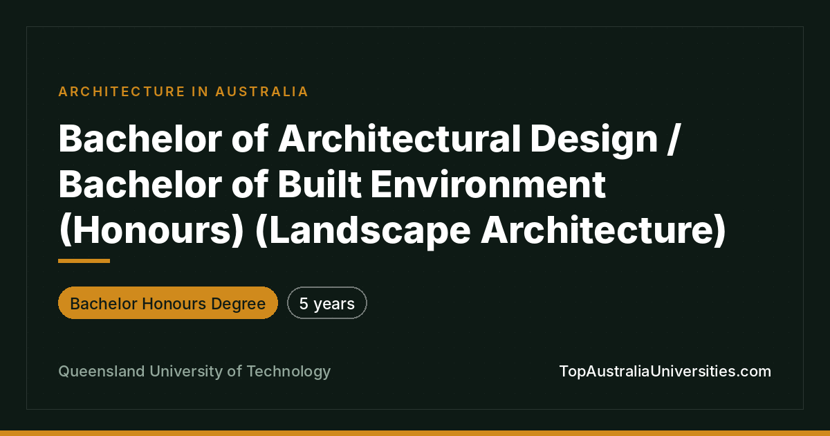 Bachelor of Architectural Design/Built Env (Hons) QUT