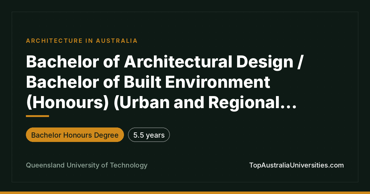 QUT Bachelor of Architectural Design/Built Environment (Hono