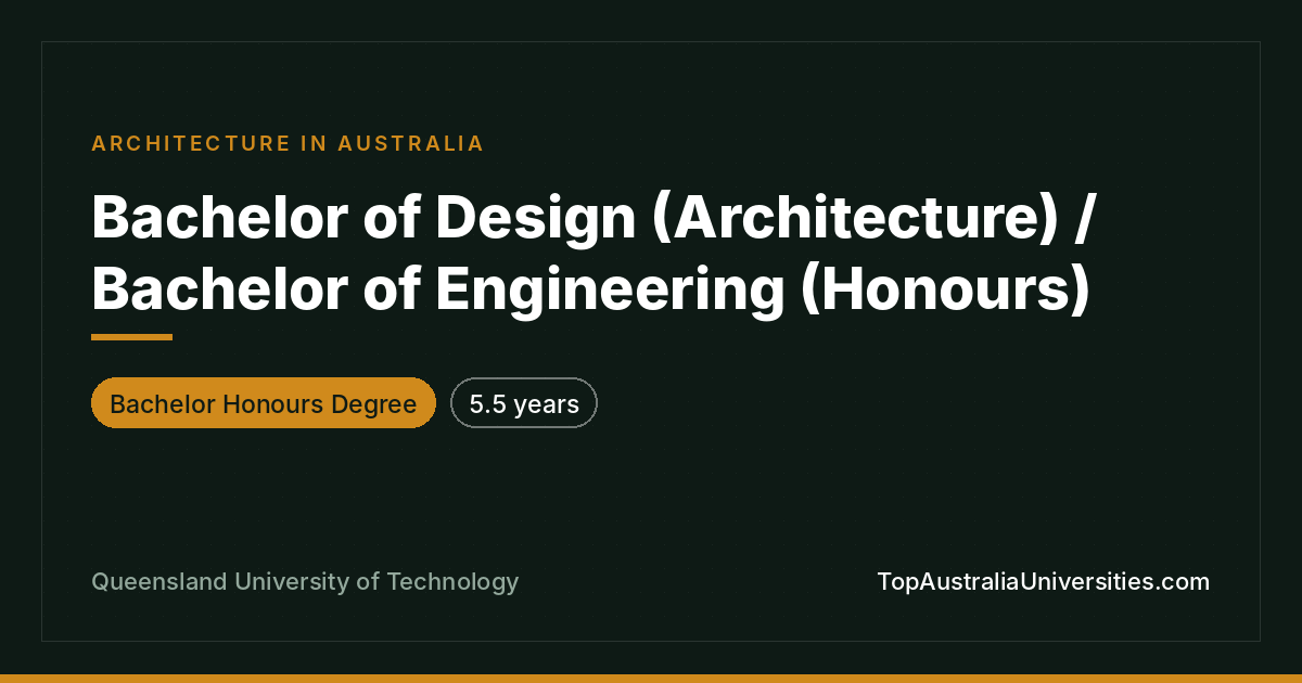 QUT Bachelor of Design (Architecture) / Engineering (Honours
