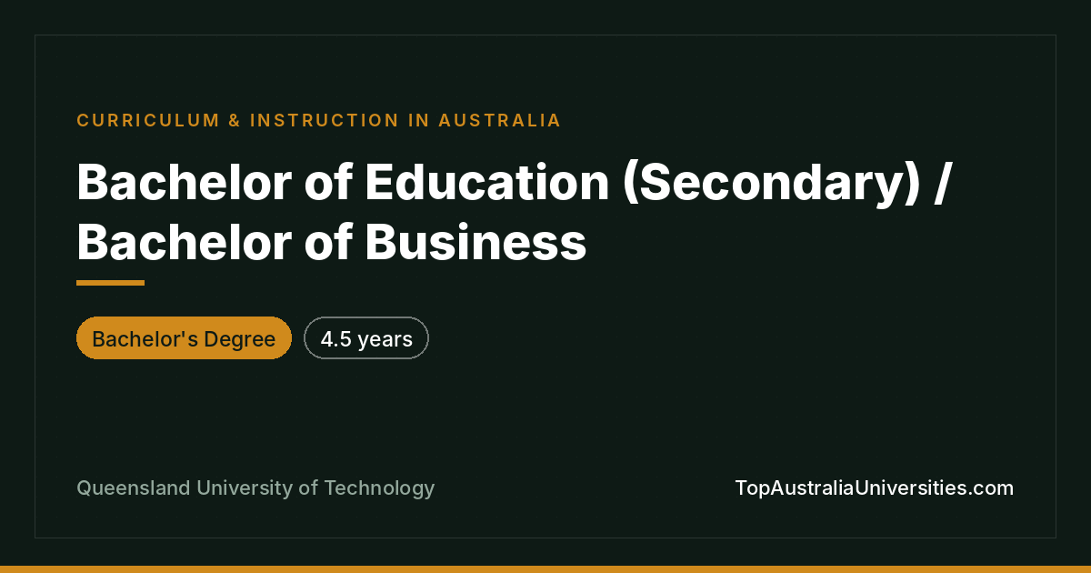 Bachelor of Education / Business at QUT, Brisbane