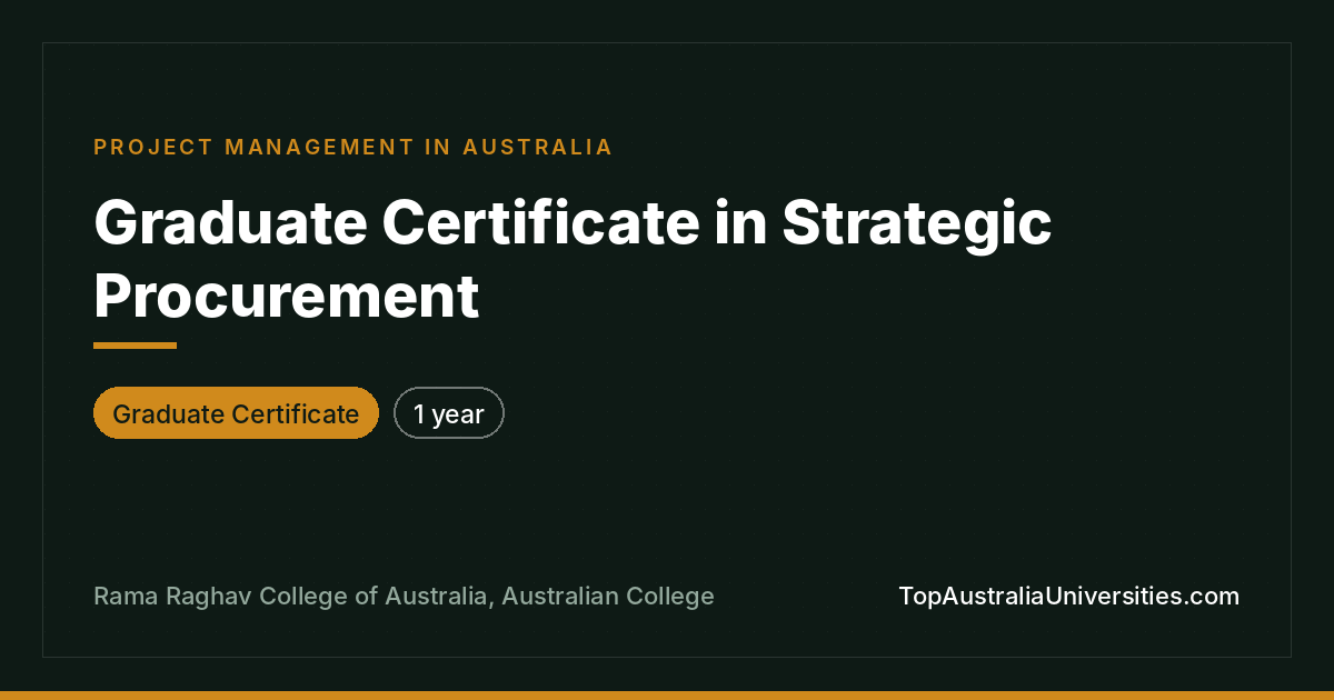 Graduate Certificate in Strategic Procurement