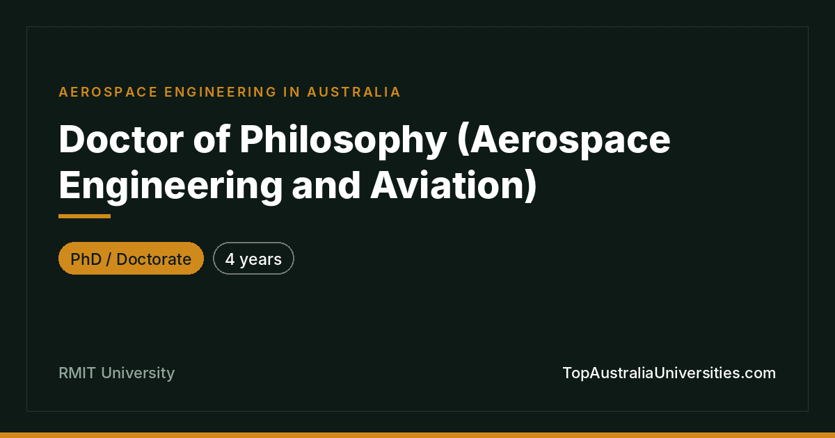 PhD in Aerospace Engineering and Aviation at RMIT University
