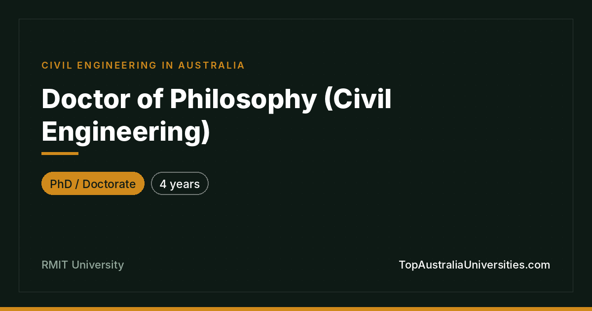PhD in Civil Engineering at RMIT University, Melbourne