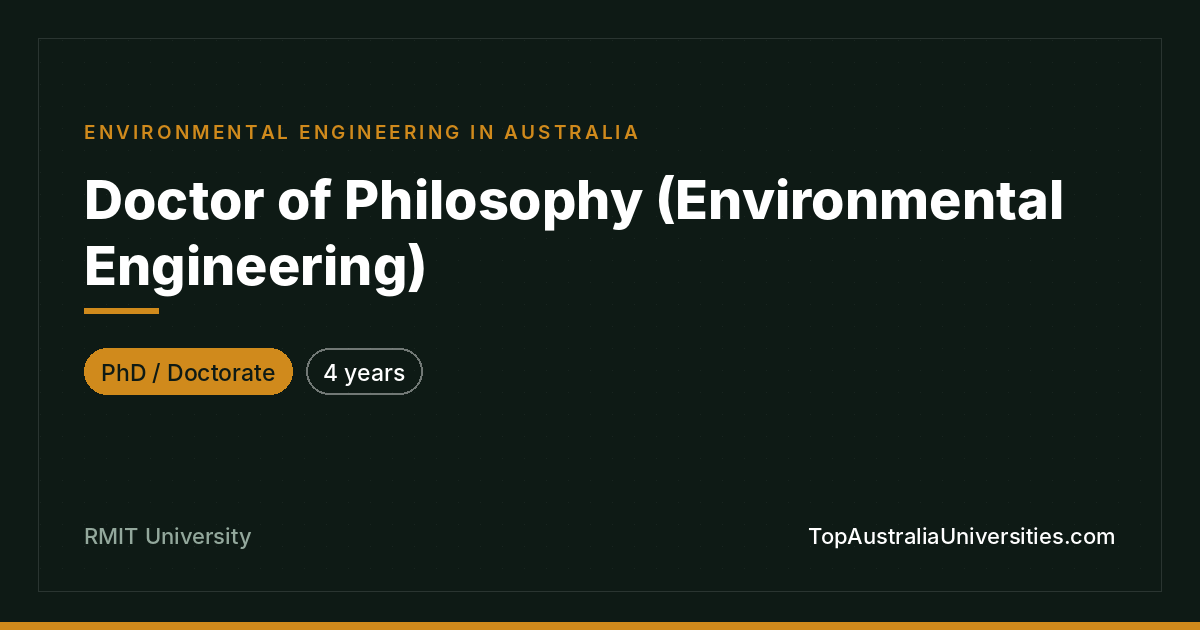 PhD Environmental Engineering at RMIT University, Melbourne