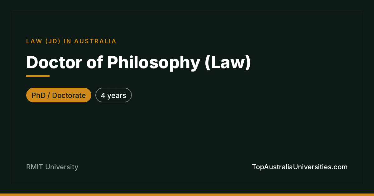 PhD in Law at RMIT University, Melbourne