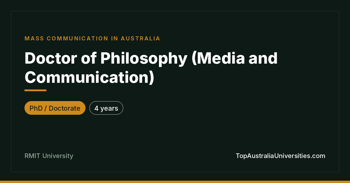 Doctor of Philosophy (Media & Communication) at RMIT