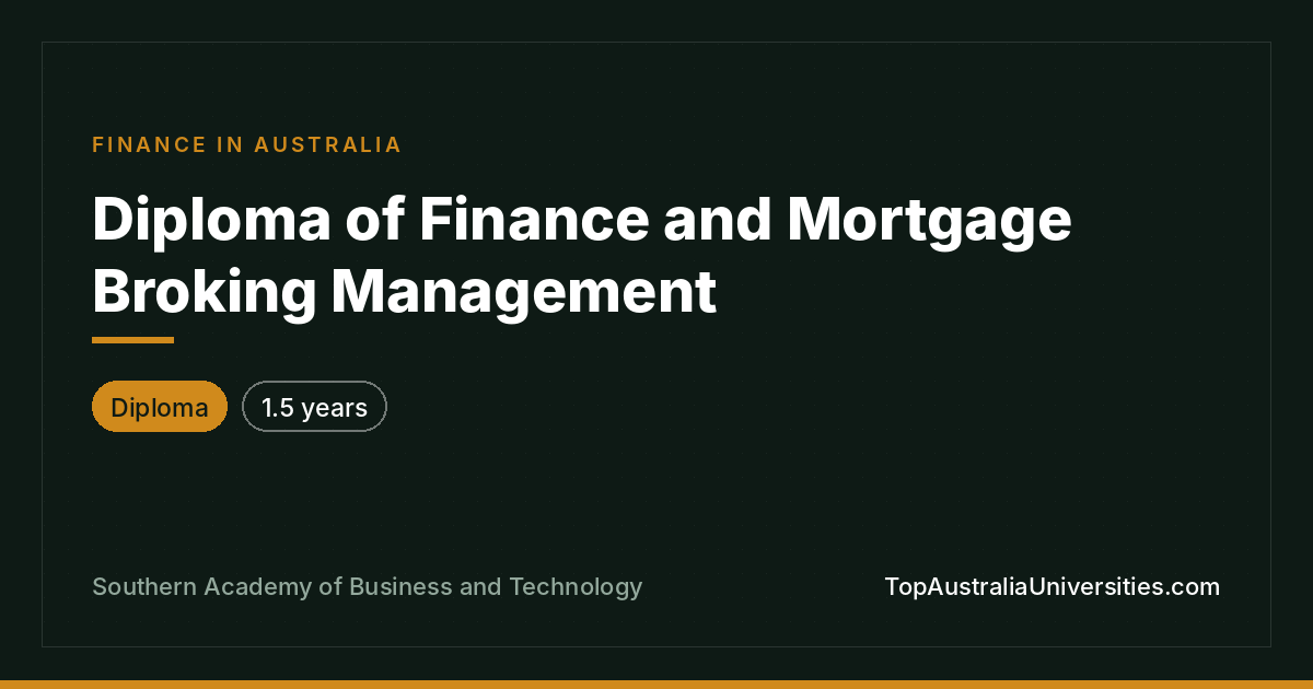 Diploma of Finance and Mortgage Broking Management