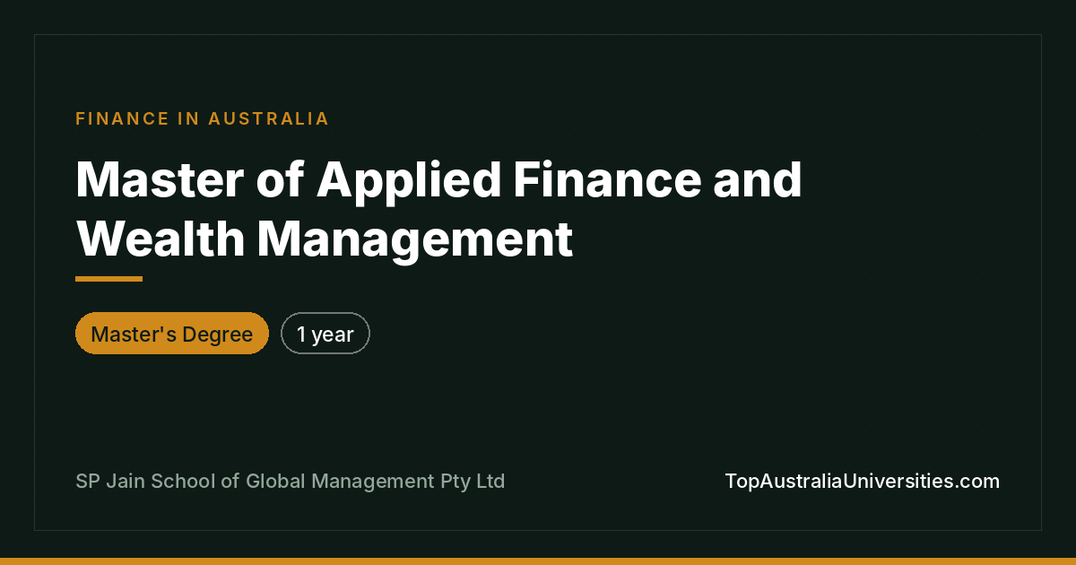 Master of Applied Finance and Wealth Management