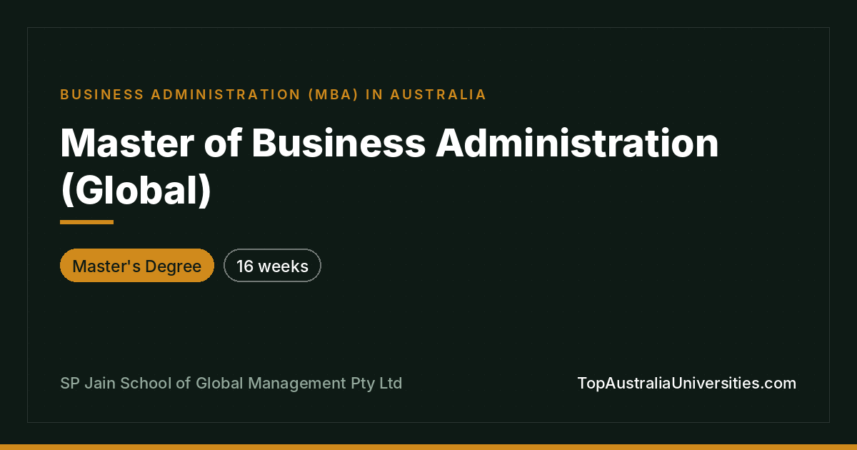 MBA (Global) at SP Jain, 16-Week Master's