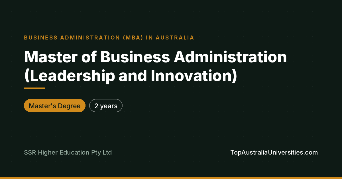 MBA Leadership & Innovation at SSR Higher Education