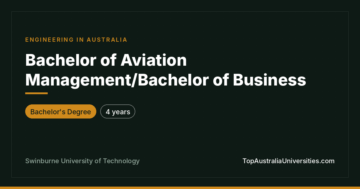 Bachelor of Aviation Management/Business at Swinburne