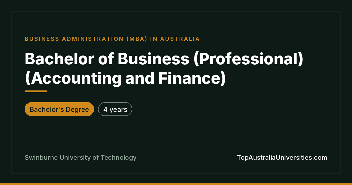 Bachelor of Business (Accounting and Finance) | Swinburne