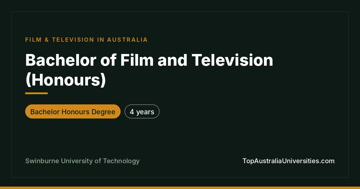 Bachelor of Film and Television (Honours) at Swinburne