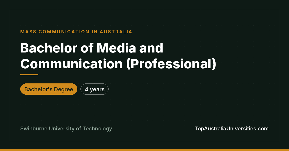 Bachelor of Media and Communication (Professional)