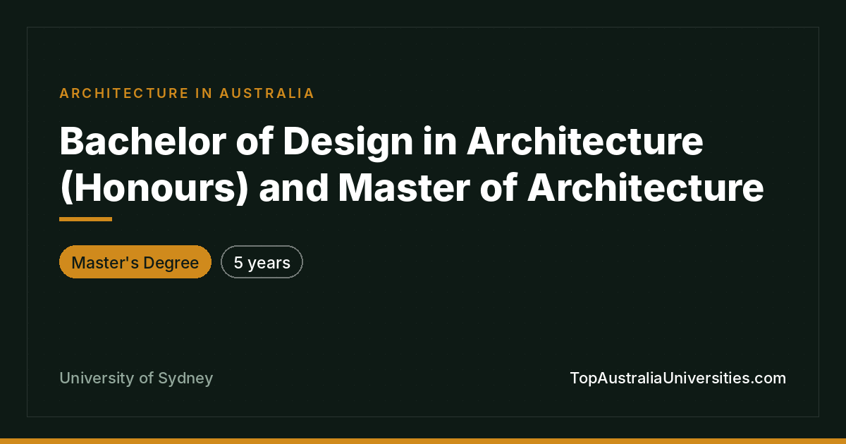 Bachelor/Master Architecture | University of Sydney