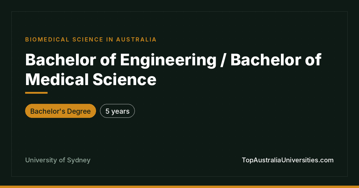 Bachelor of Engineering / Medical Science | University of Sy