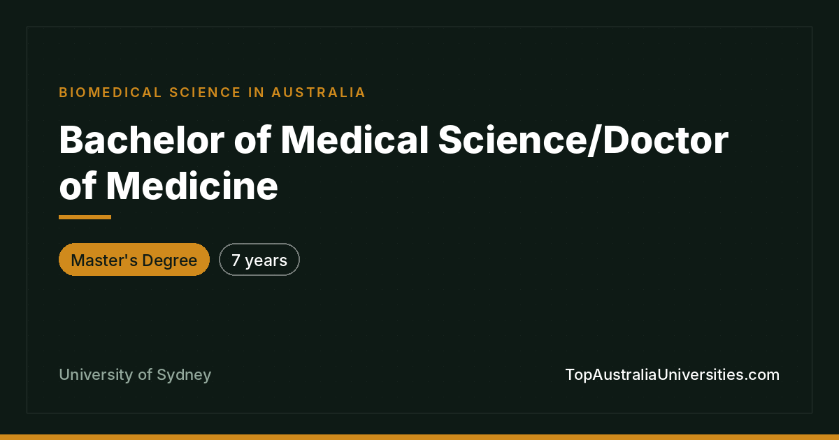 Bachelor of Medical Science/Doctor of Medicine – Sydney