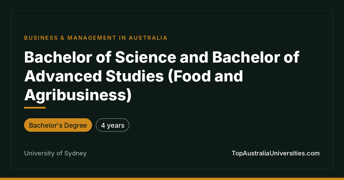 Bachelor of Science & Advanced Studies in Food & Agribusines
