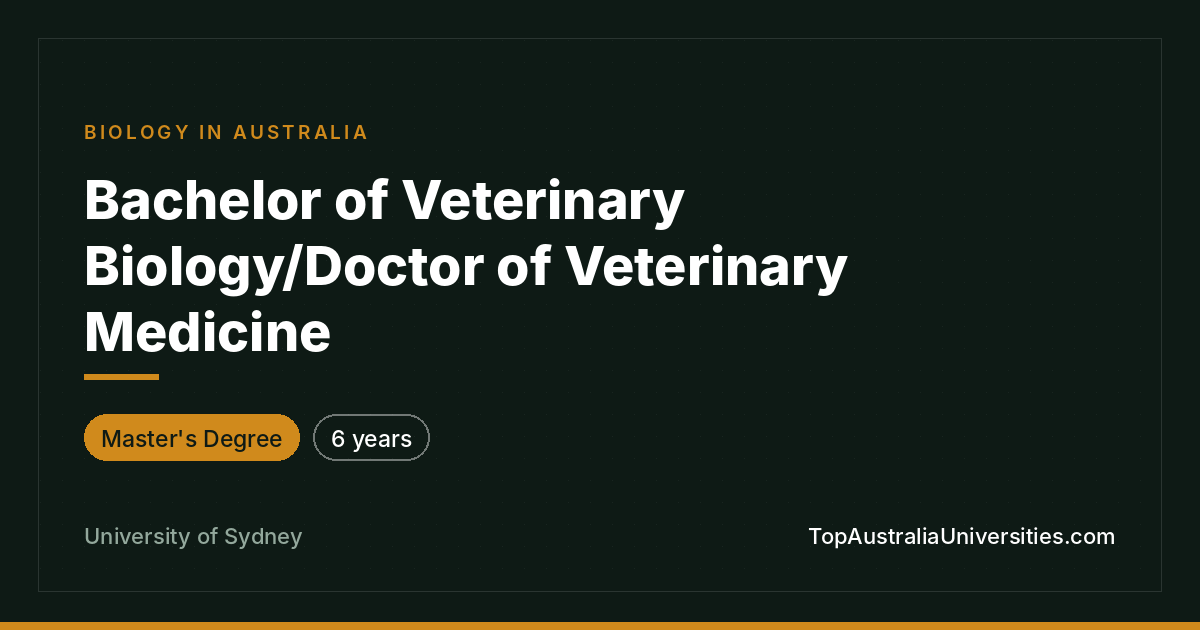 Bachelor Vet Biology/Dr Vet Medicine | University of Sydney