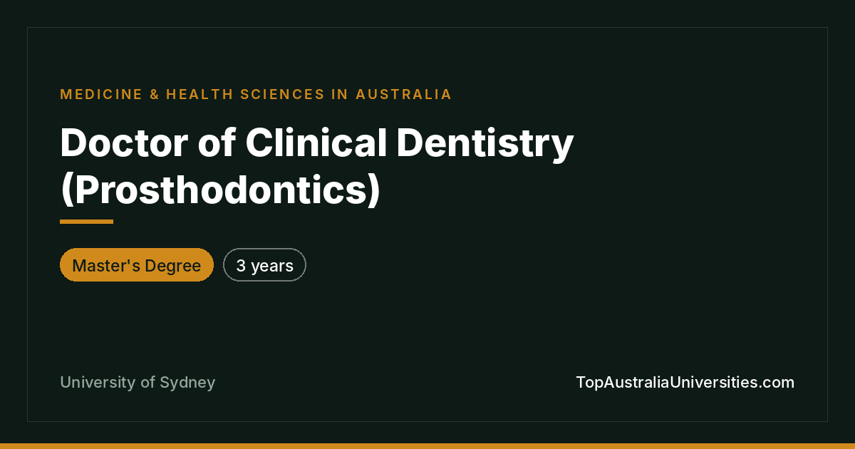 Doctor of Clinical Dentistry (Prosthodontics) | University o