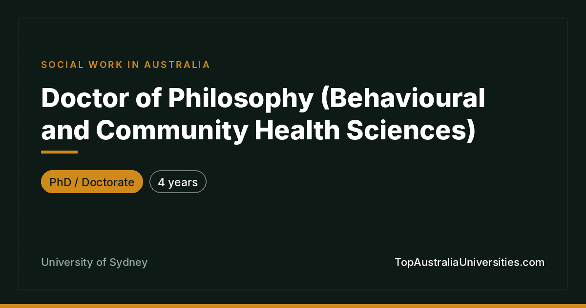 PhD in Behavioural and Community Health Sciences